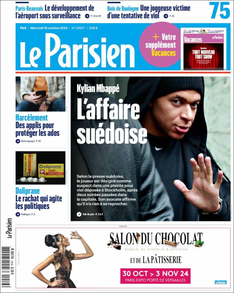 Portada de Le Parisien (Francia)