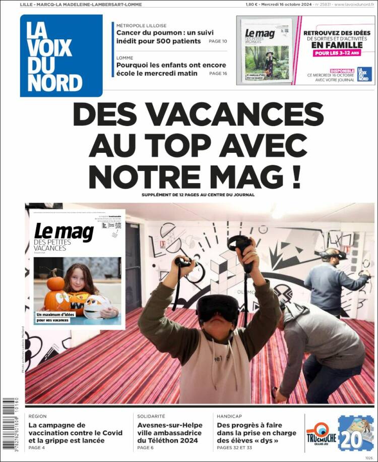 Portada de La Voix du Nord (Francia)