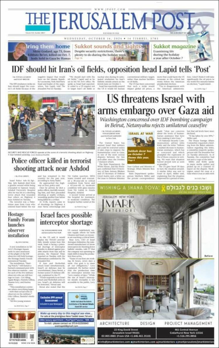 Portada de The Jerusalem Post (Israel)