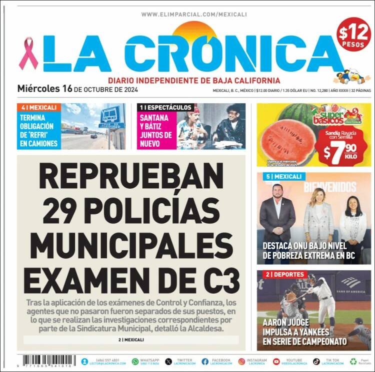 Portada de La Crónica de Baja California (México)