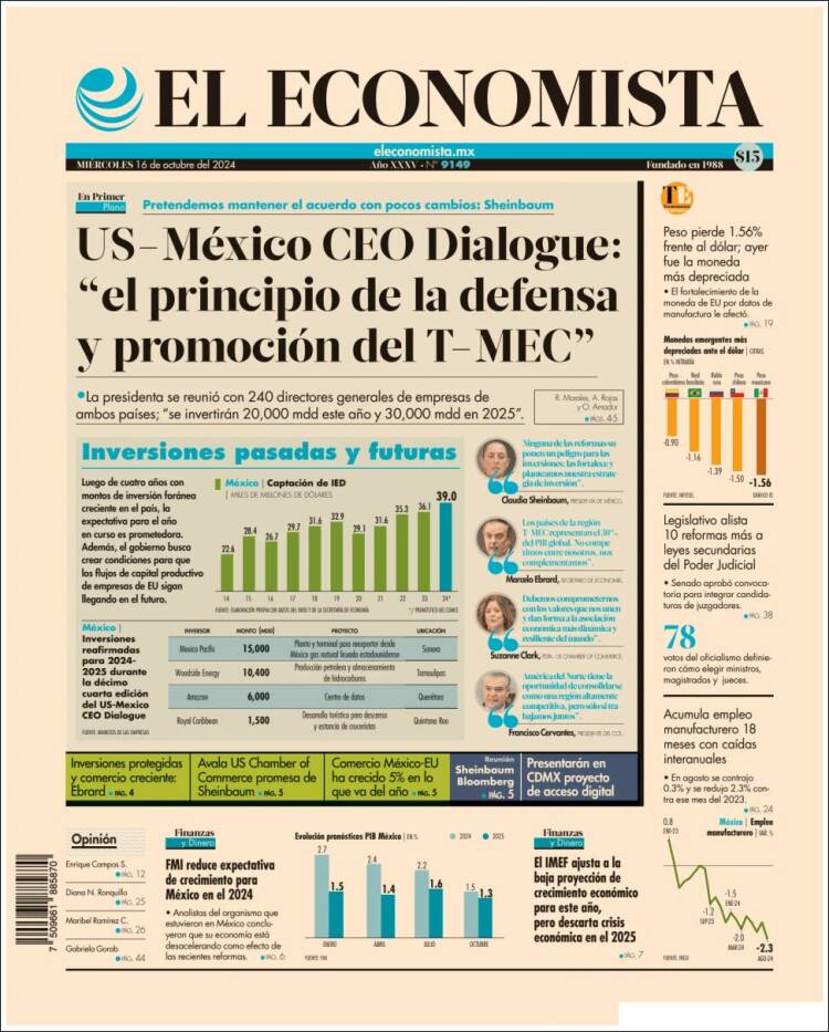 Portada de El Economista (México)