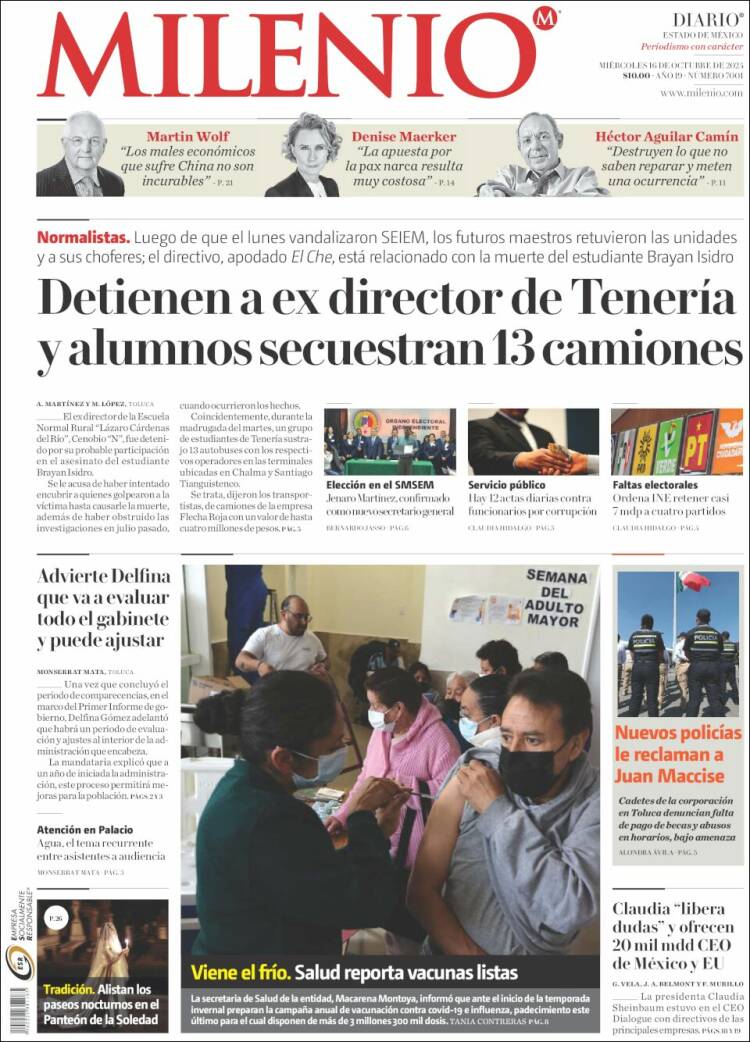 Portada de Milenio - Estado de México (México)