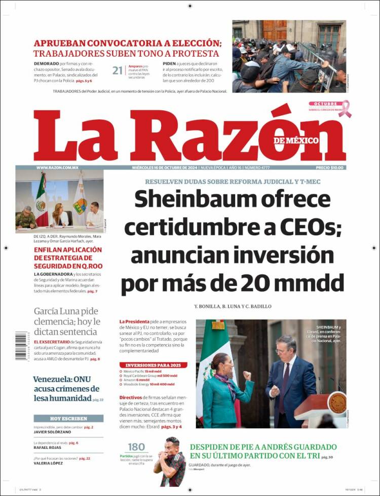 Portada de La Razón (México)