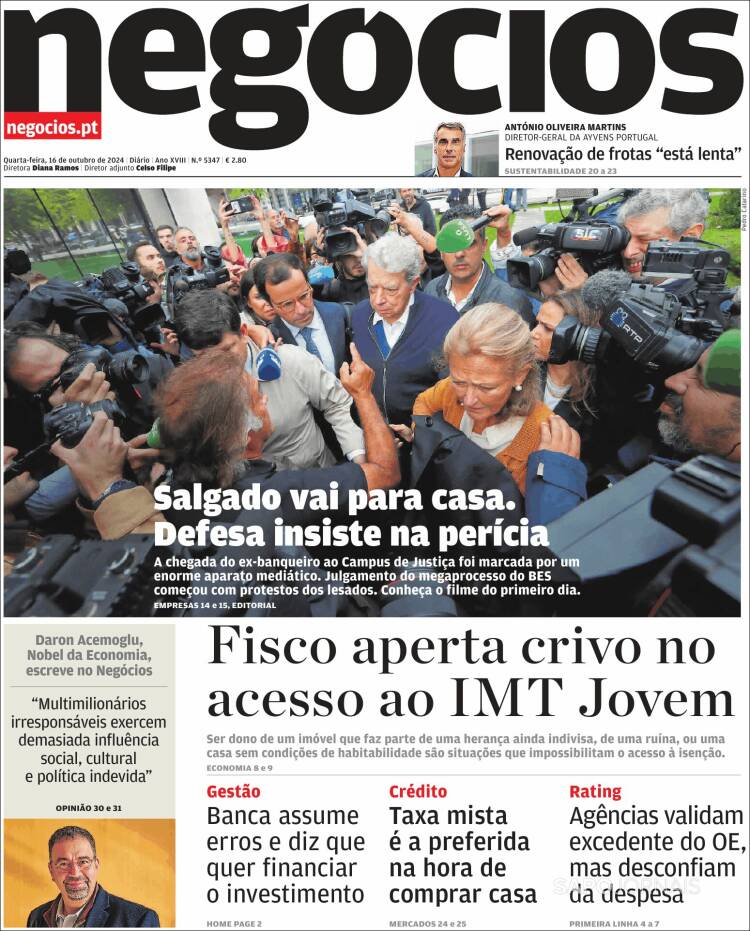 Portada de Jornal de Negócios (Portugal)