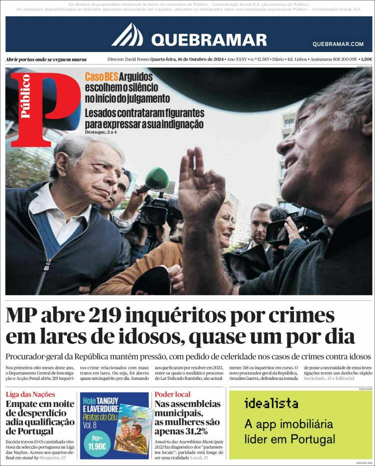 Portada de Público (Portugal)