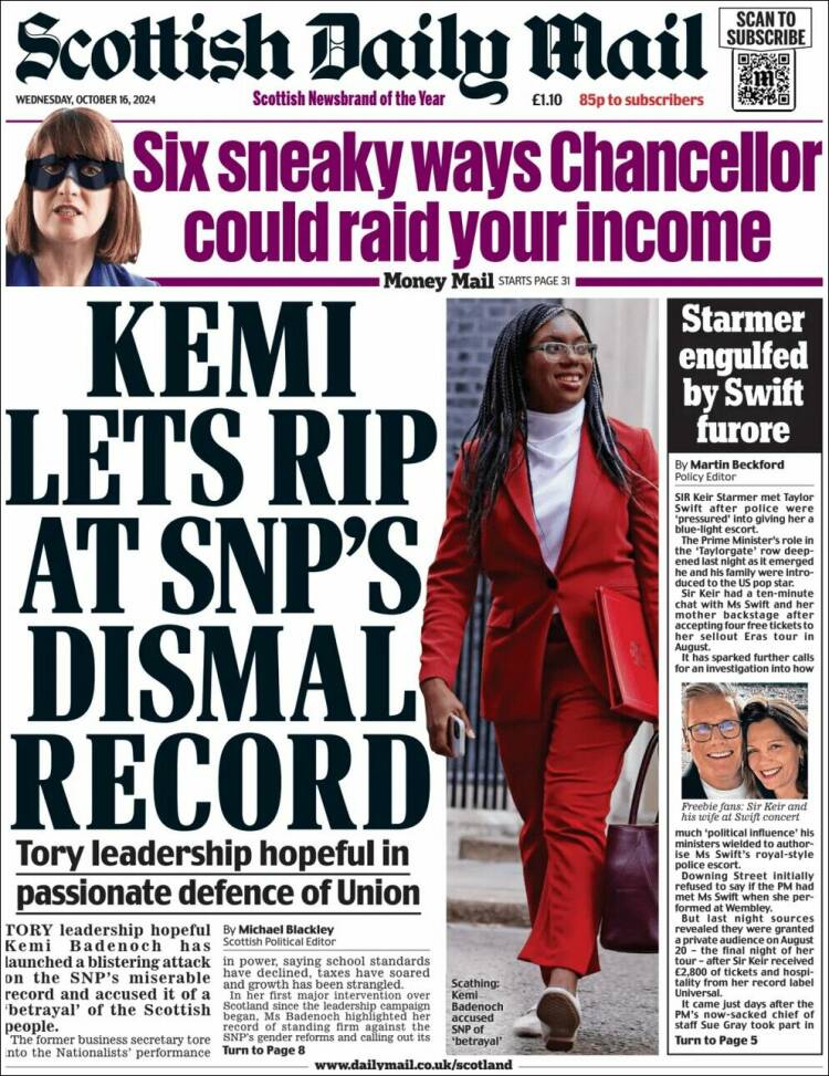 Portada de Scottish Daily Mail (Reino Unido)