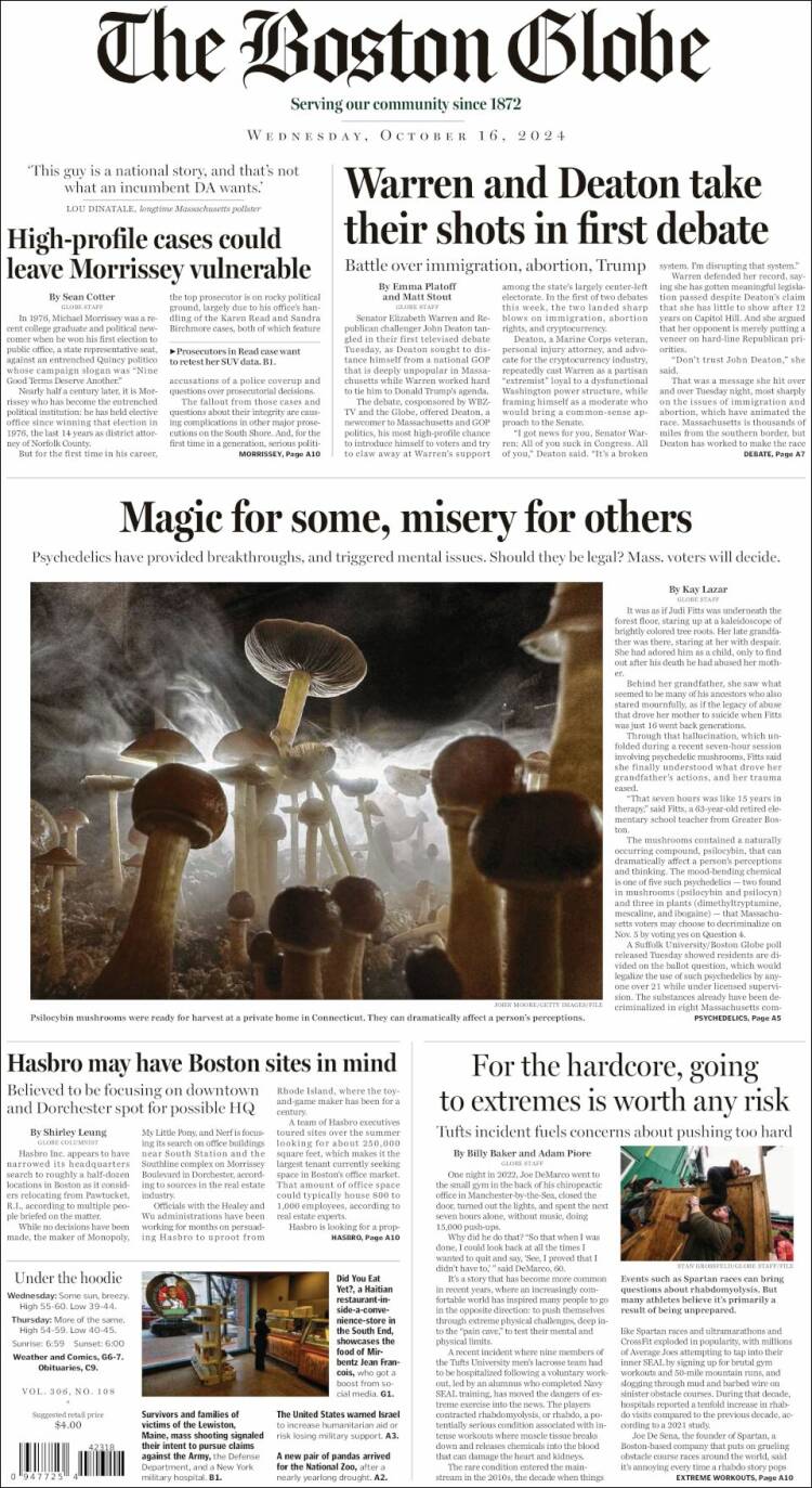 Portada de Boston Globe (USA)