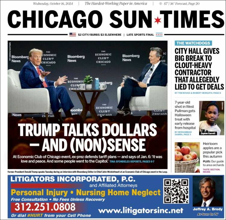 Portada de Chicago Sun-Times (USA)