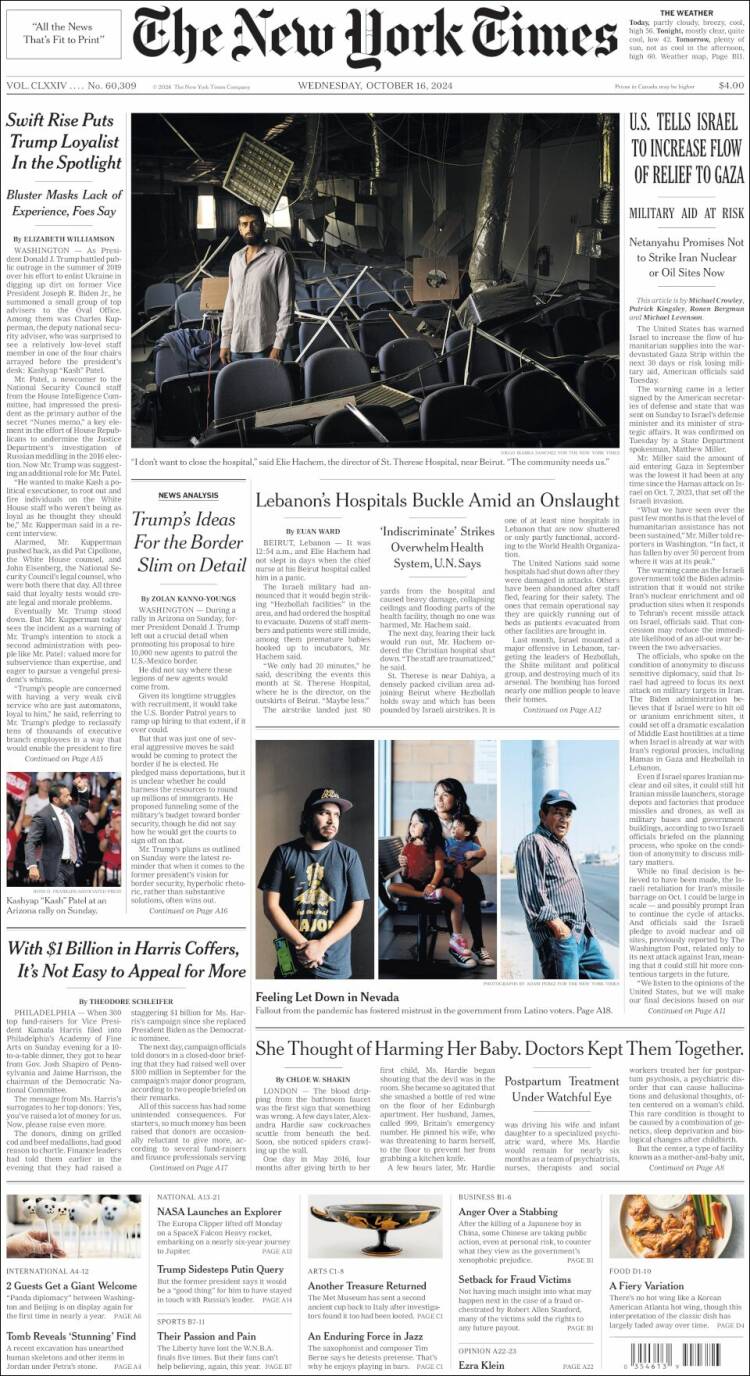 Portada de New York Times (USA)