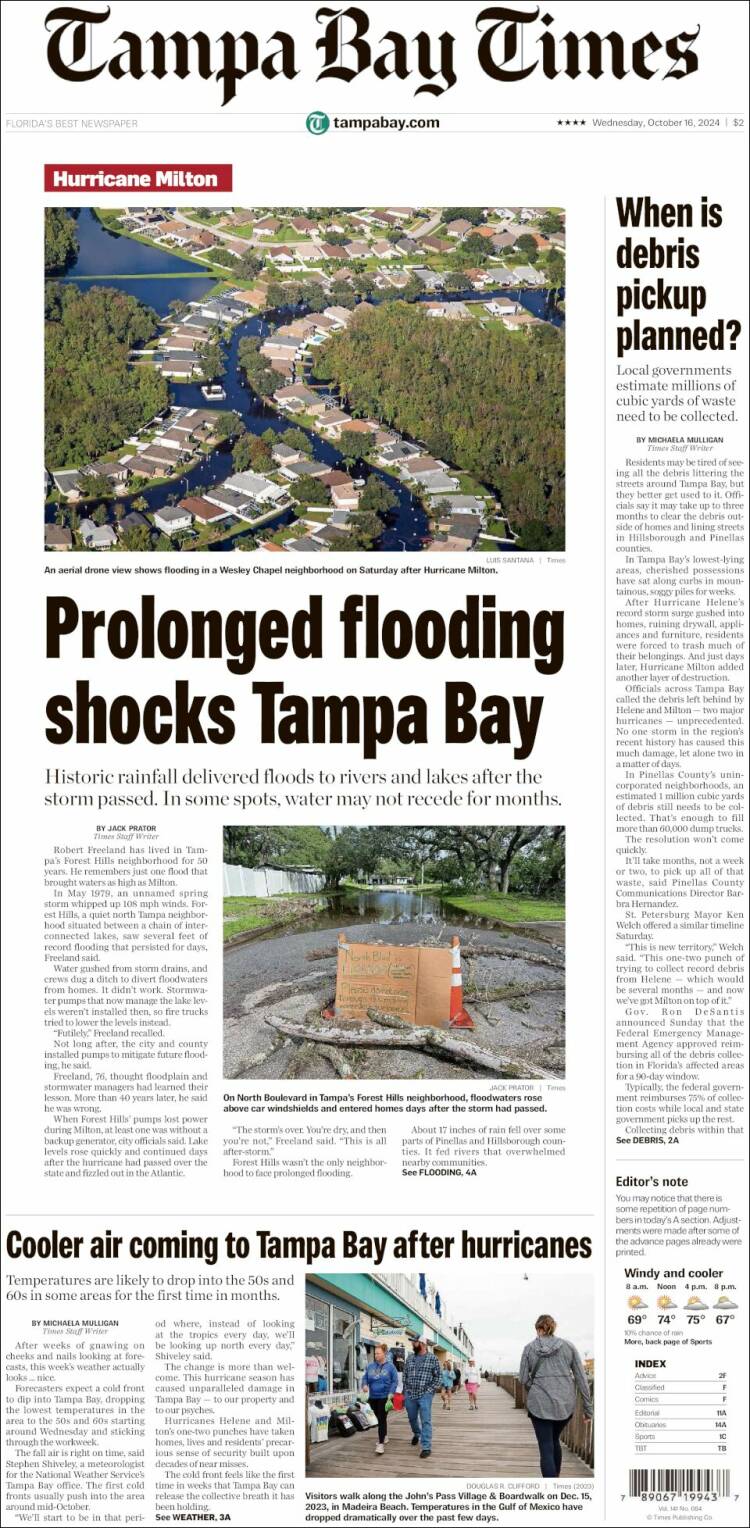 Portada de Tampa Bay Times (USA)