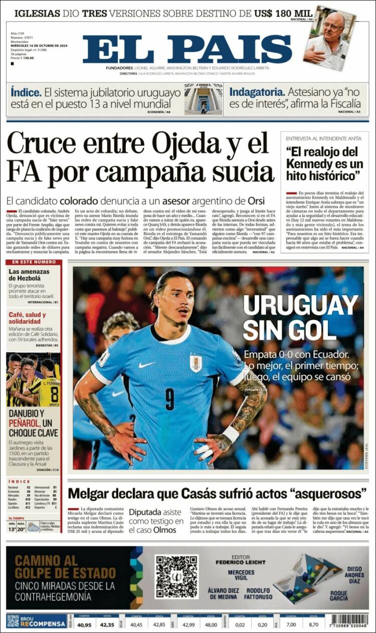 Portada de El País (Uruguay)