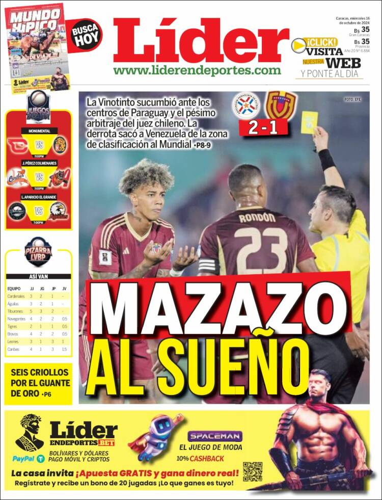 Portada de Lider en deportes (Venezuela)