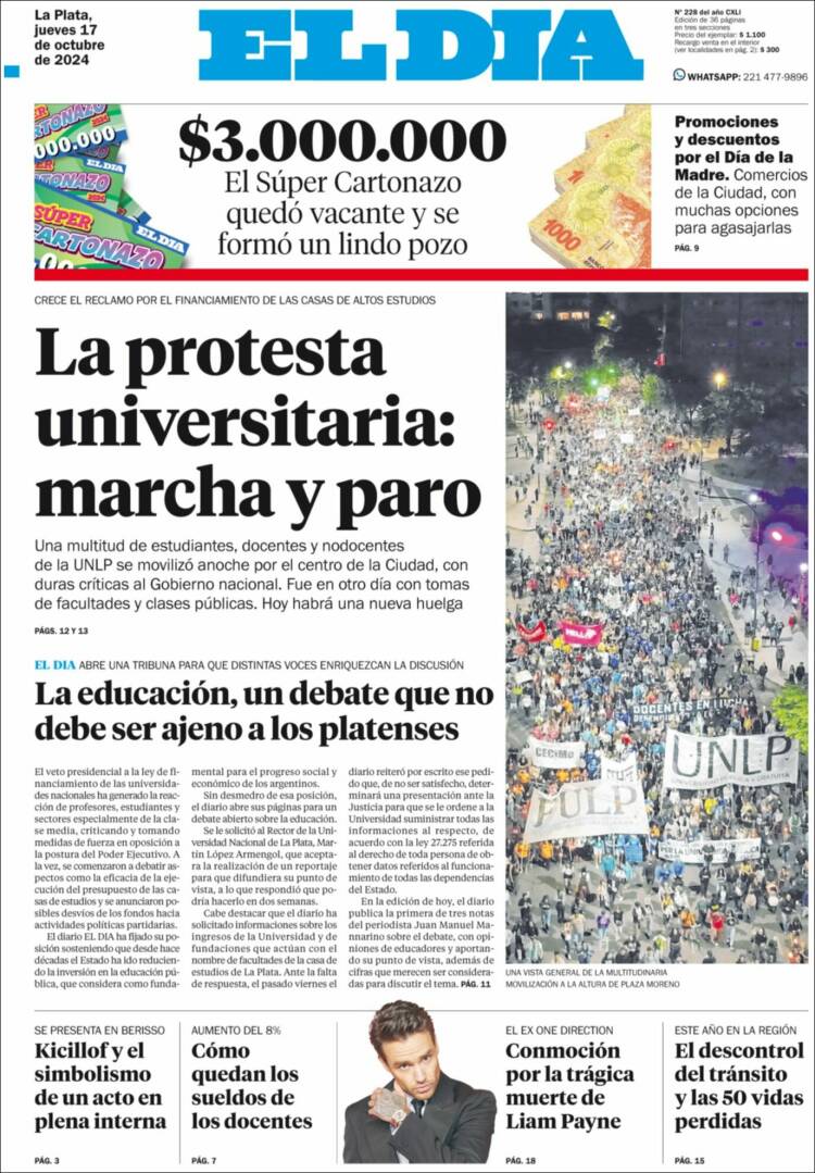 Portada de El Día de la Plata (Argentina)