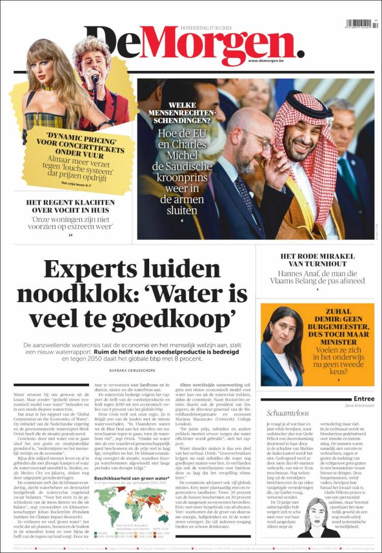 Portada de De Morgen (Bélgica)