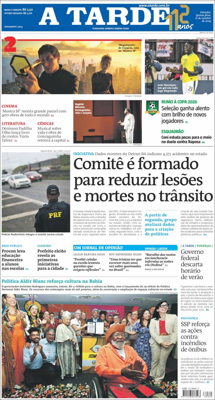 Portada de Diário A Tarde (Brasil)