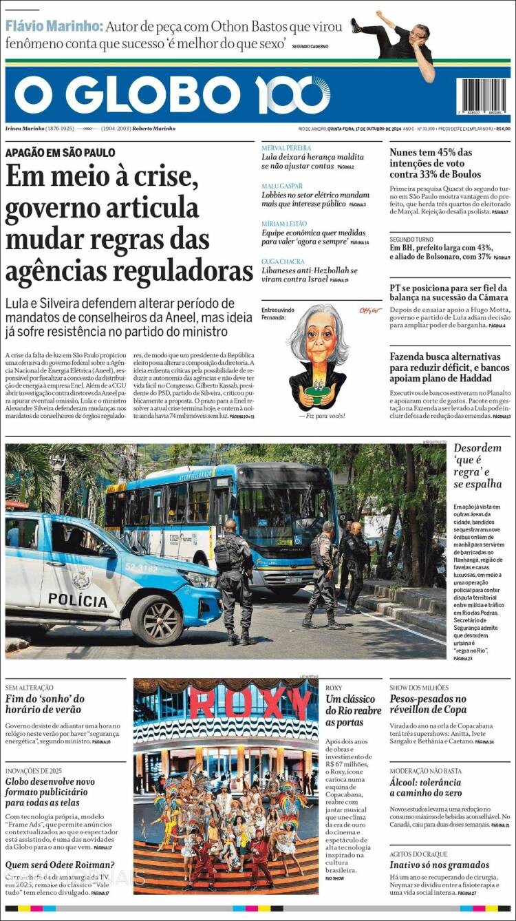 Portada de O Globo (Brasil)