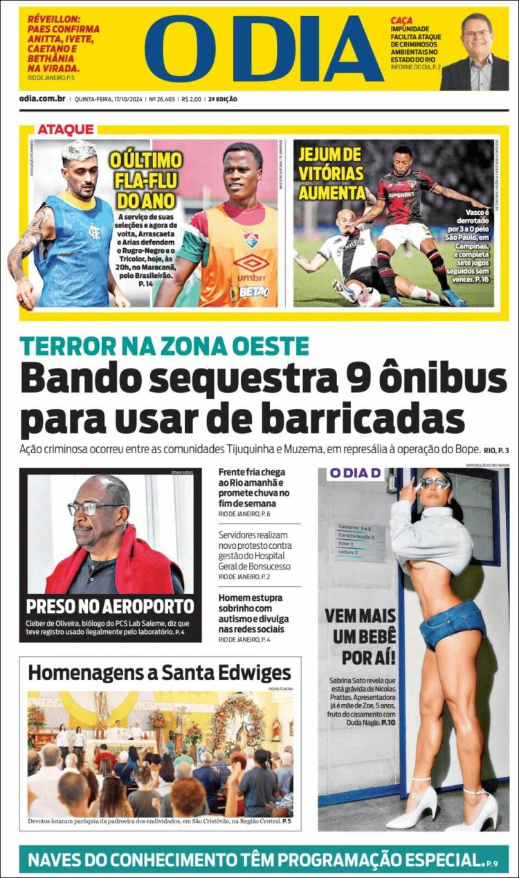 Portada de O Dia (Brasil)