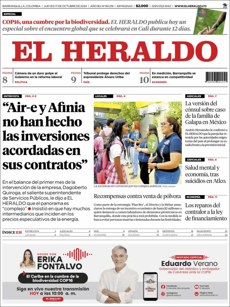 Portada de El Heraldo (Colombia)