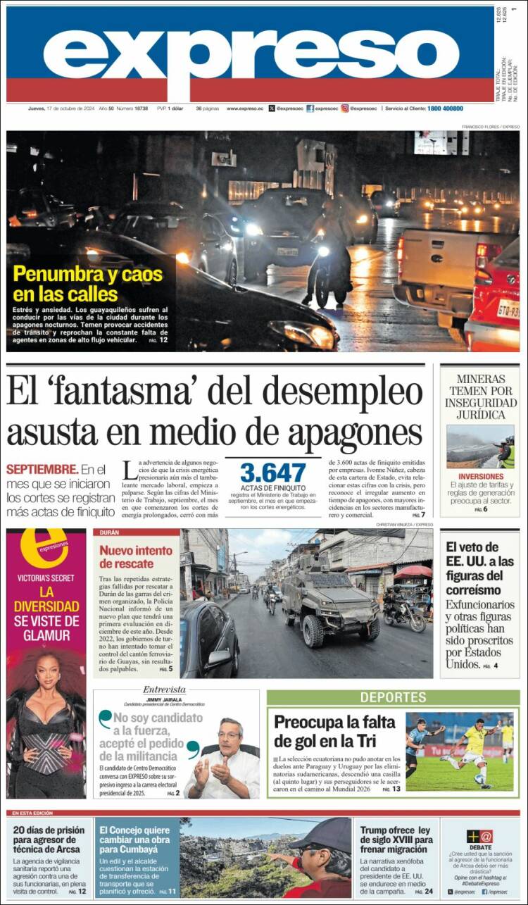 Portada de Expreso (Ecuador)