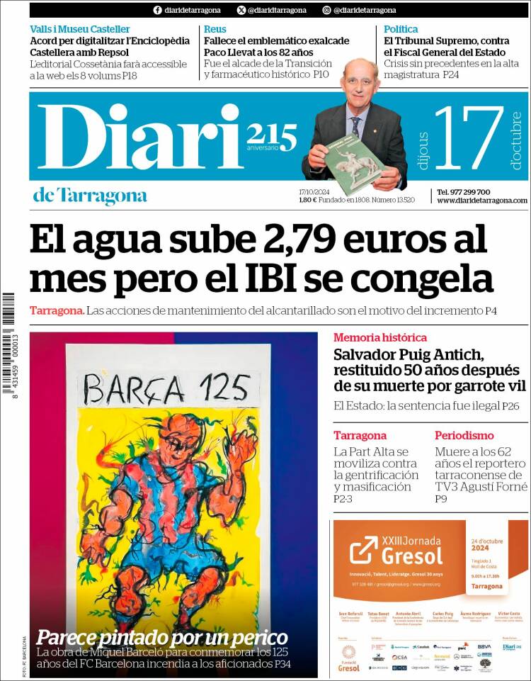 Portada de Diari de Tarragona (España)