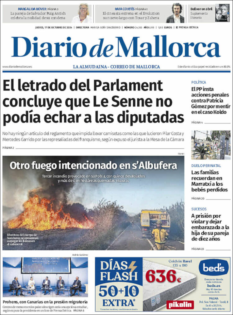 Portada de Diario de Mallorca (España)