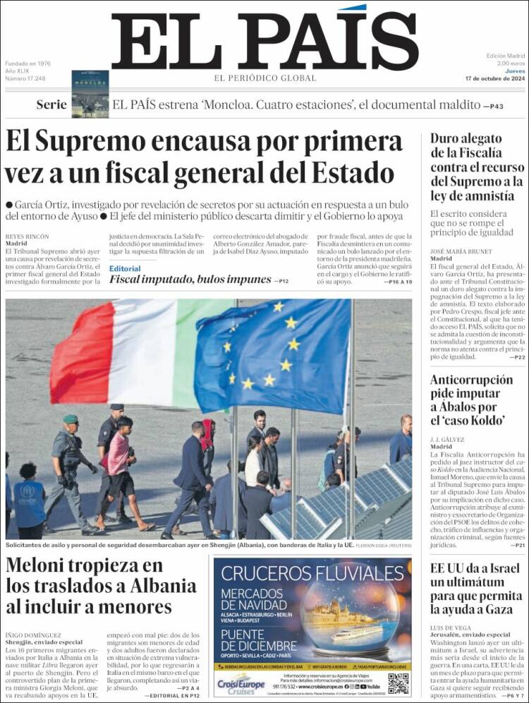 Portada de El País (España)