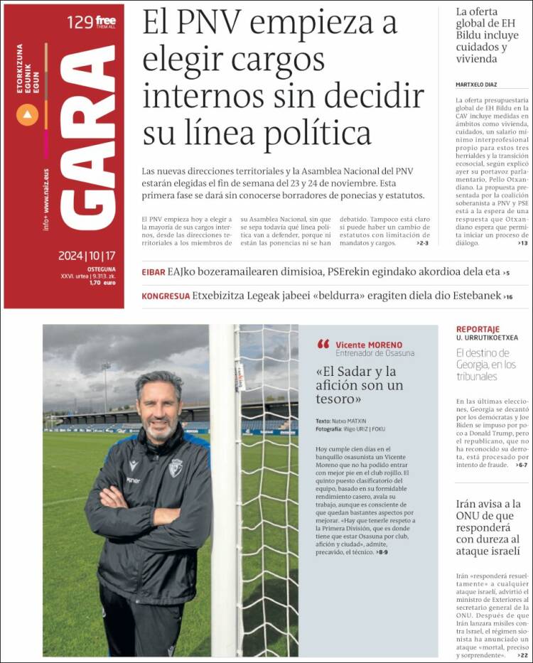 Portada de Gara (España)