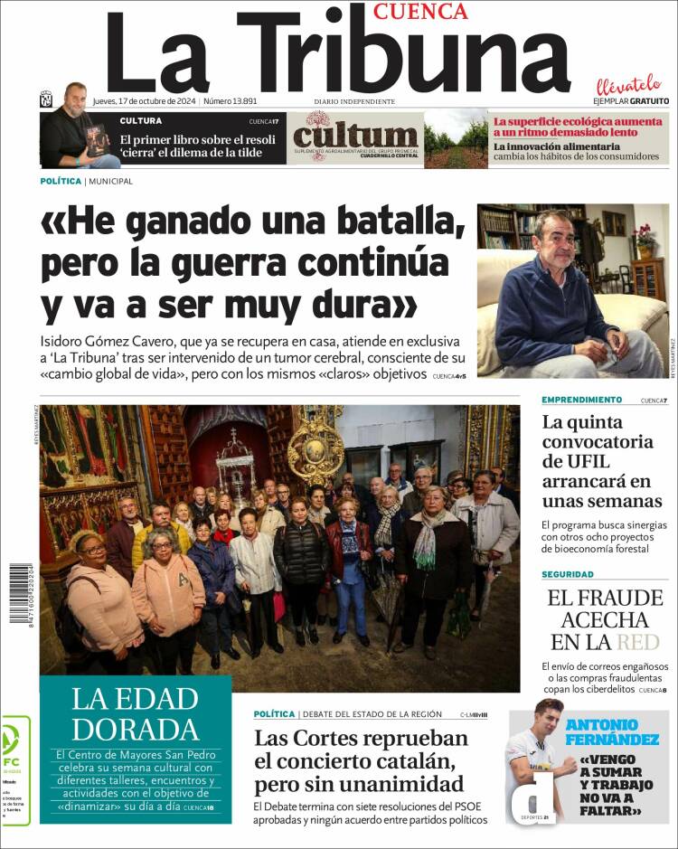 Portada de La Tribuna de Cuenca (España)