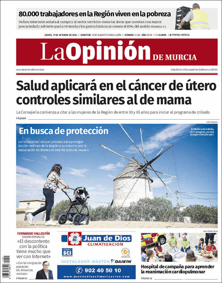 Portada de La Opinión de Murcia (España)