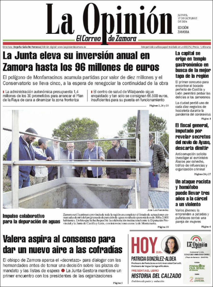 Portada de La Opinión - El Correo de Zamora (España)