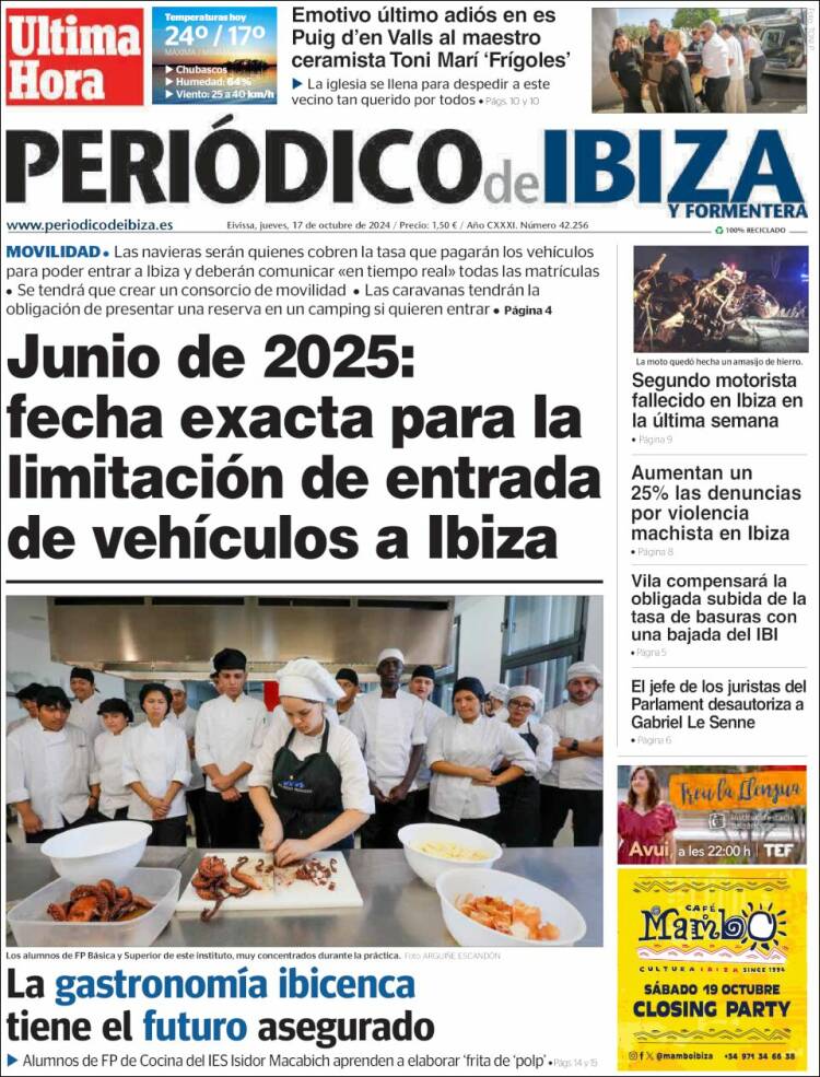 Portada de Periódico de Ibiza (España)