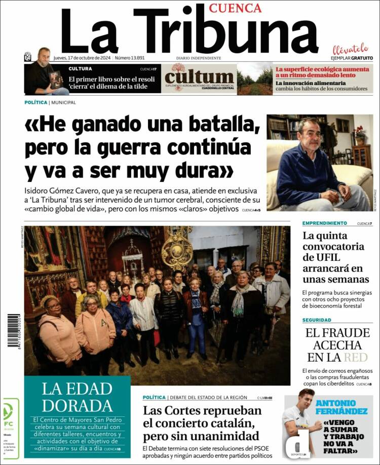 Portada de La Tribuna de Cuenca (España)