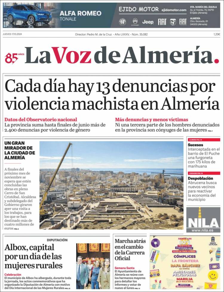 Portada de La Voz de Almería (España)