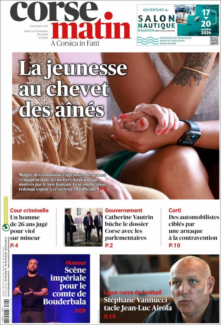 Portada de Corse-Matin (Francia)