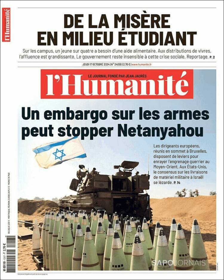 Portada de l'Humanite (Francia)