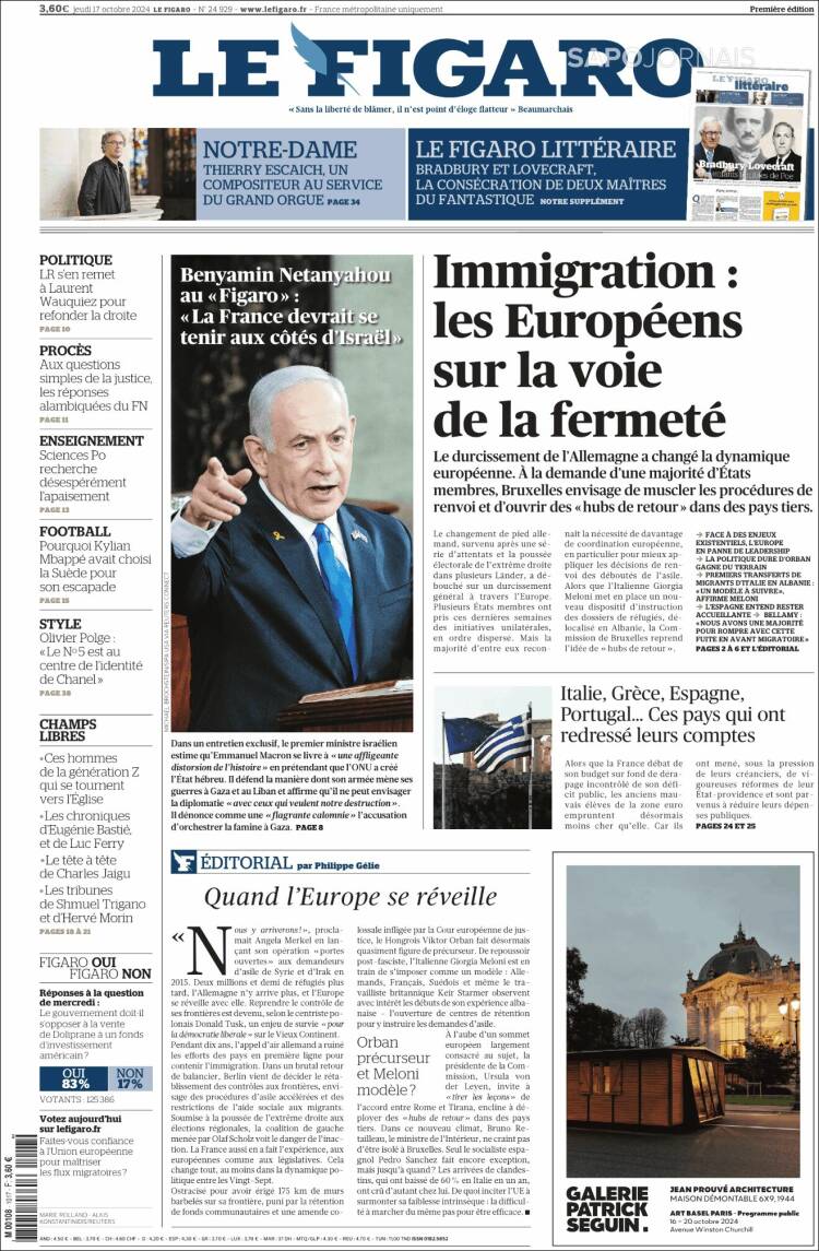 Portada de Le Figaro (Francia)