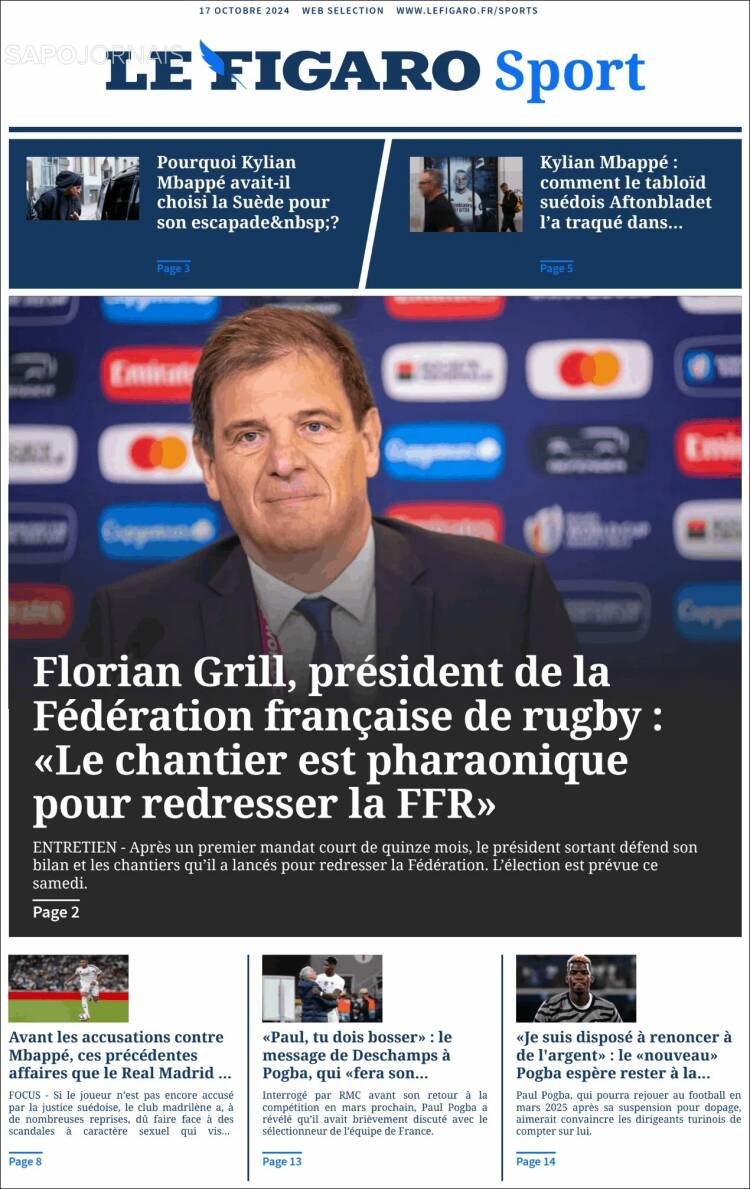 Portada de Le Figaro Sport (Francia)