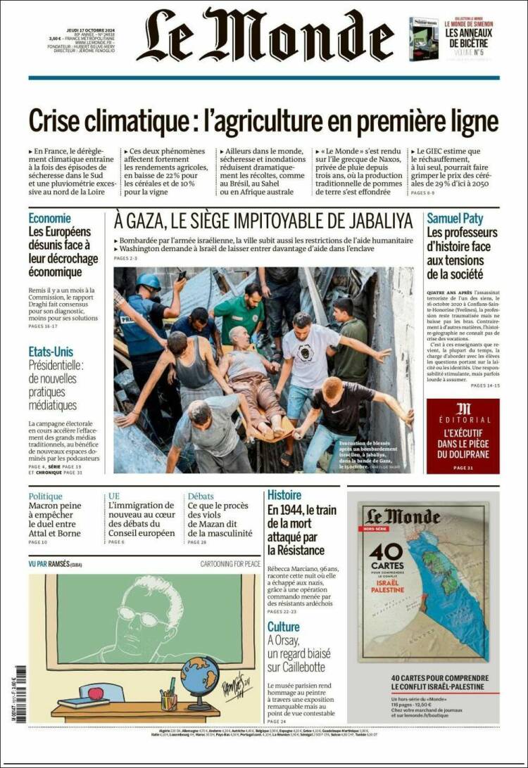 Portada de Le Monde (Francia)