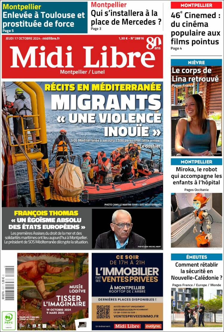 Portada de Midi Libre (Francia)