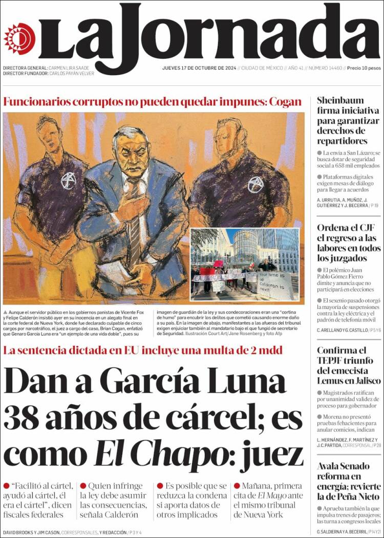 Portada de La Jornada (México)