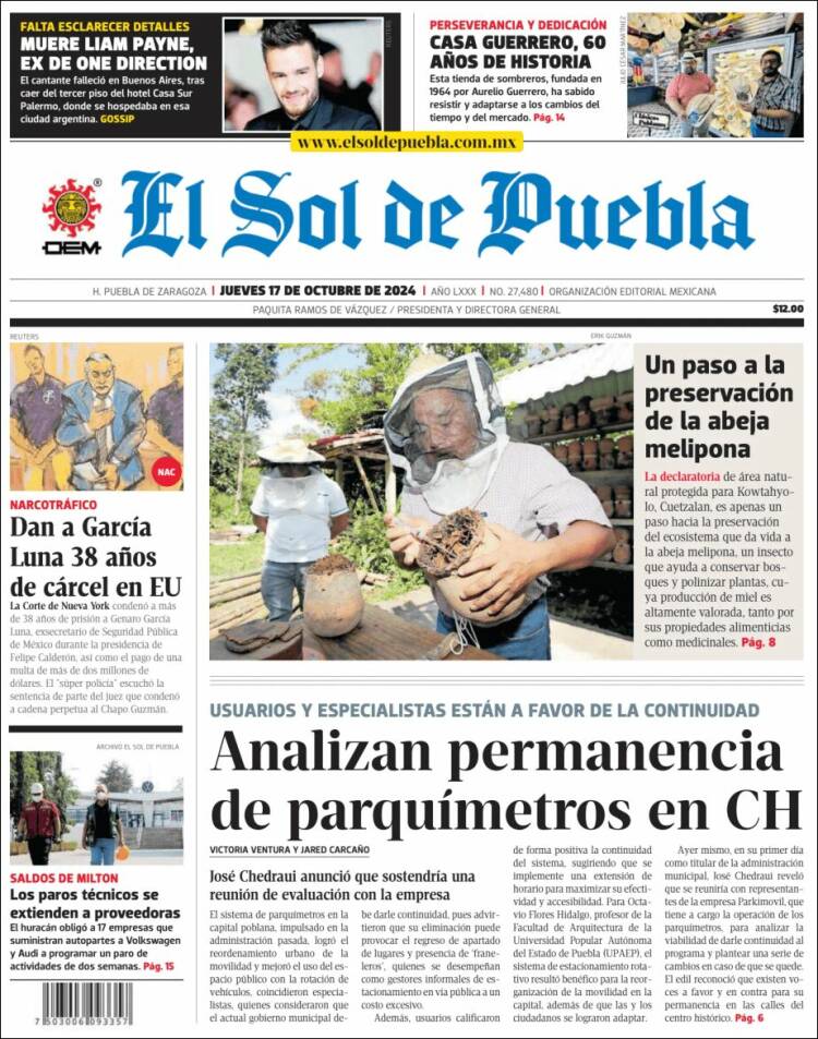 Portada de El Sol de Puebla (México)