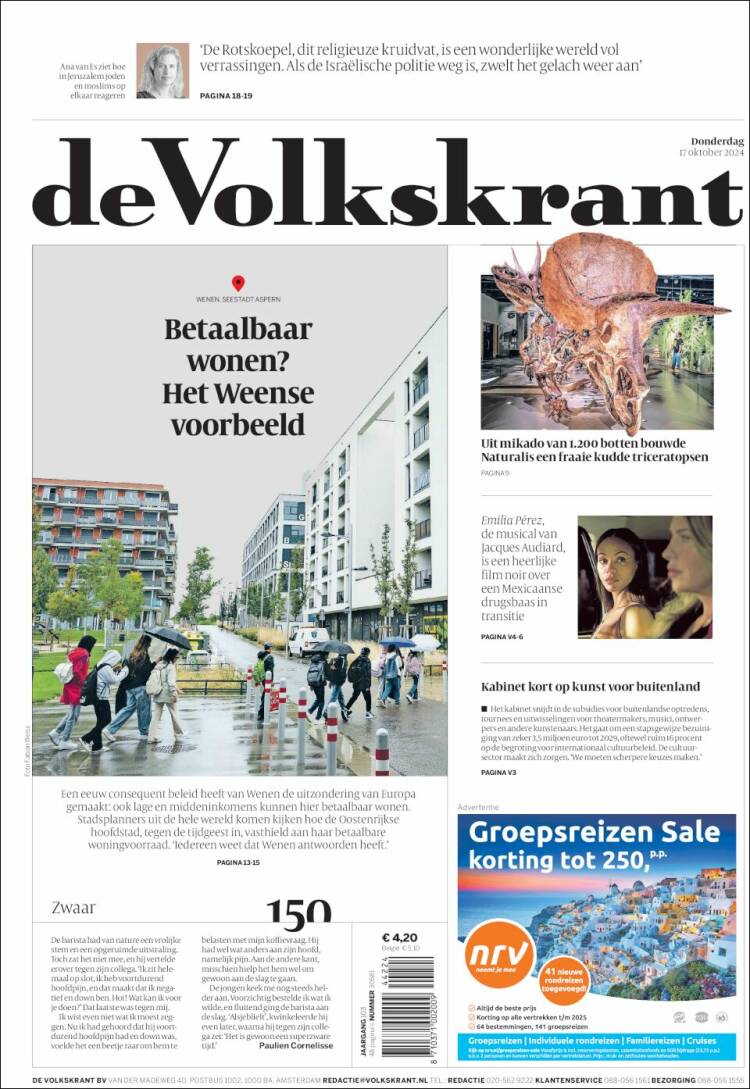 Portada de De Volkskrant (Países Bajos)