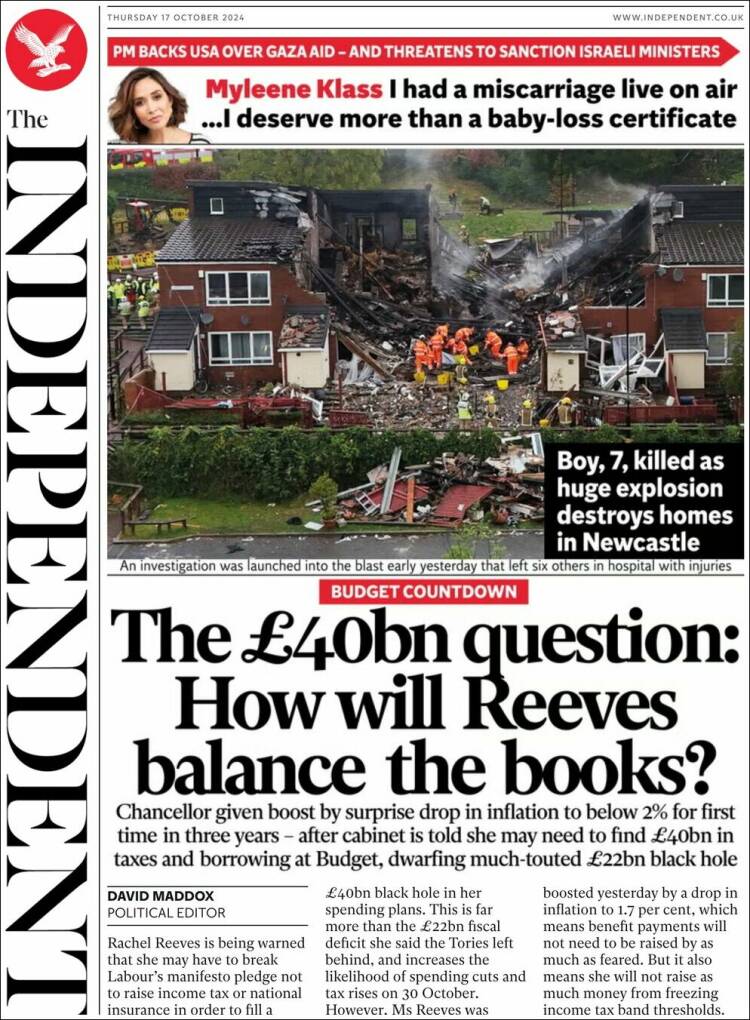 Portada de The Independent (Reino Unido)