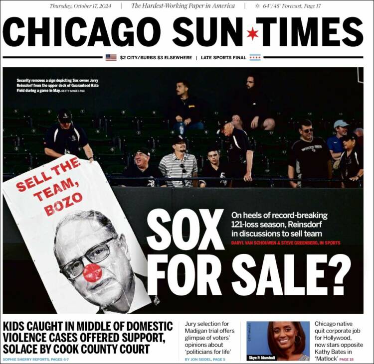 Portada de Chicago Sun-Times (USA)