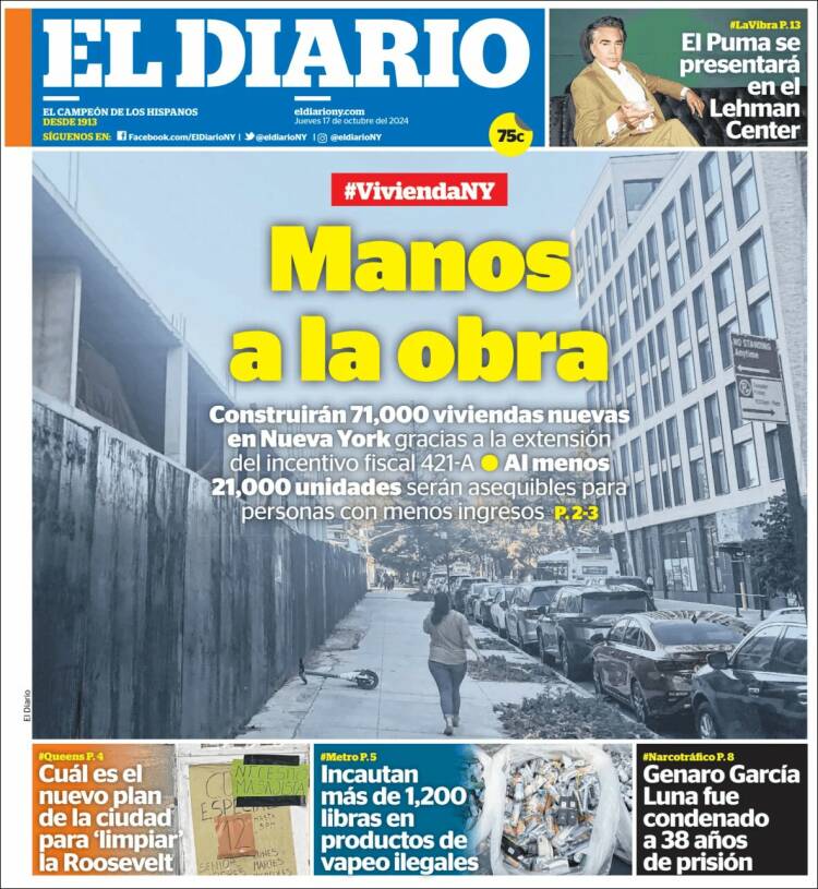 Portada de El Diario NY (USA)