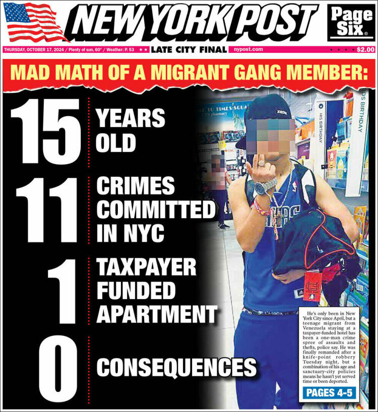 Portada de New York Post (USA)