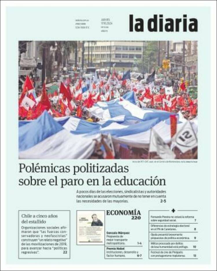 Portada de La Diaria (Uruguay)