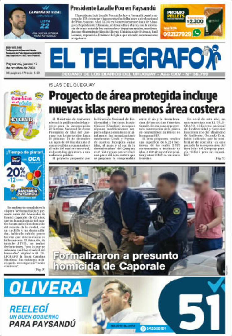 Portada de El Telégrafo (Uruguay)