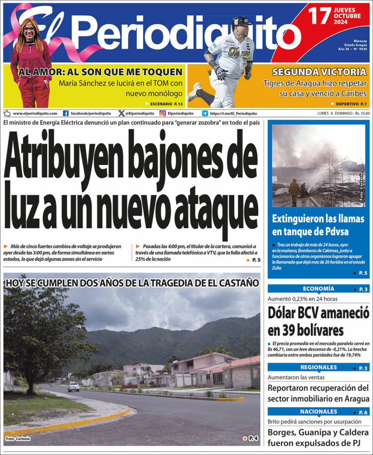 Portada de Periodiquito de Aragua (Venezuela)