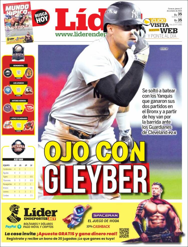 Portada de Lider en deportes (Venezuela)